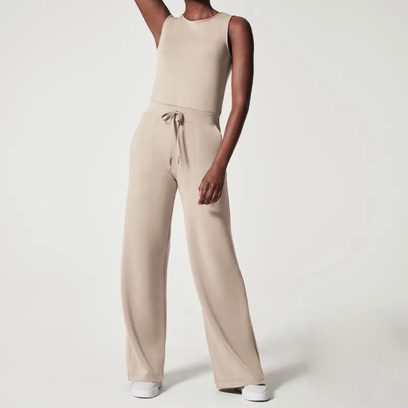 Dam Jumpsuit Bekväm Polyester Lös Silhuett med Justerbart Bälte-1