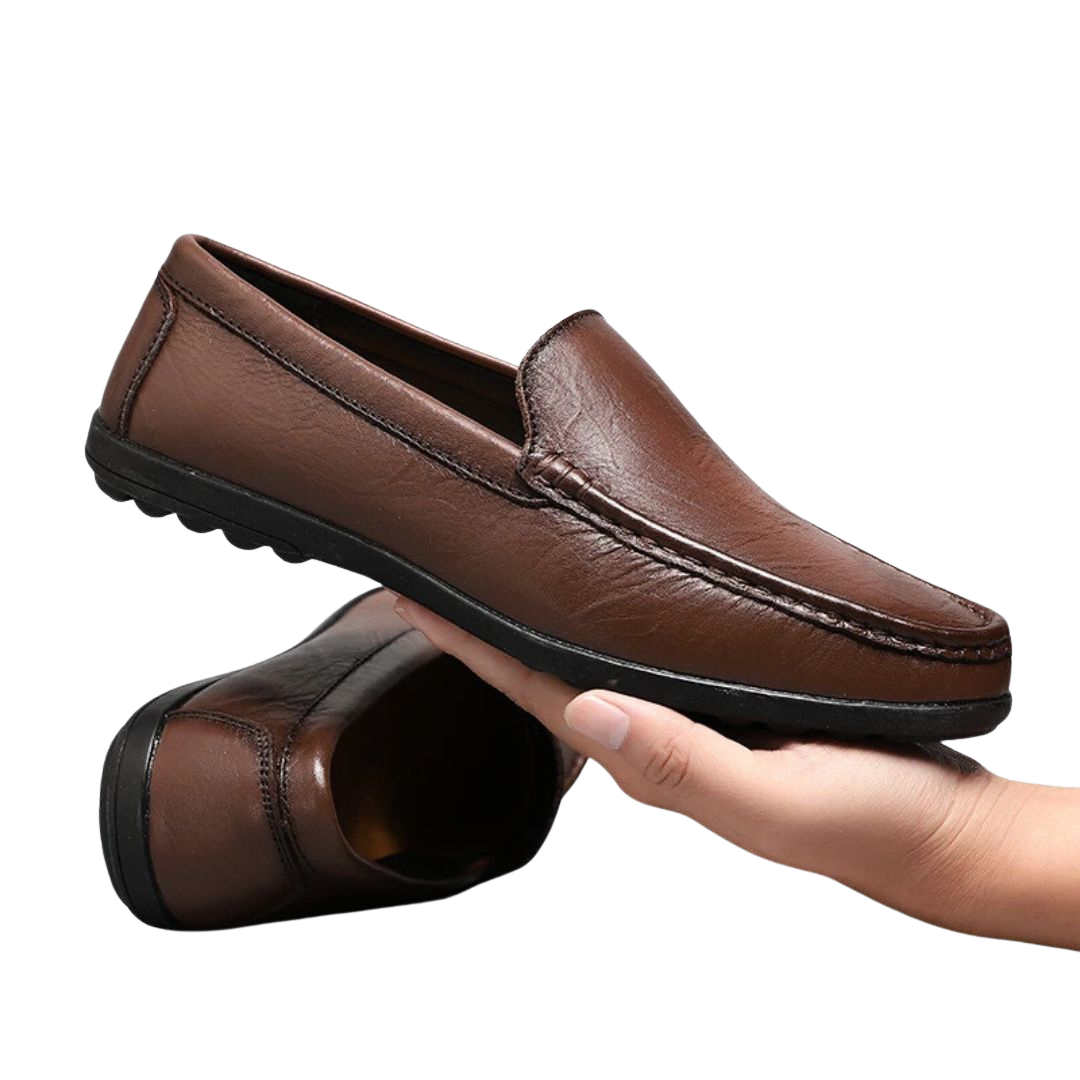 Herr Loafers i Läderstil Elegant Stil