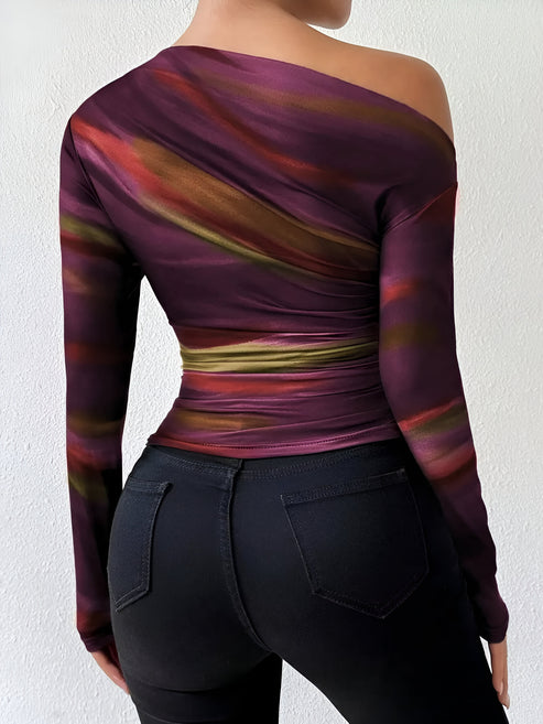 Dam Långärmad T-shirt Avslappnad 100% Bomull-5