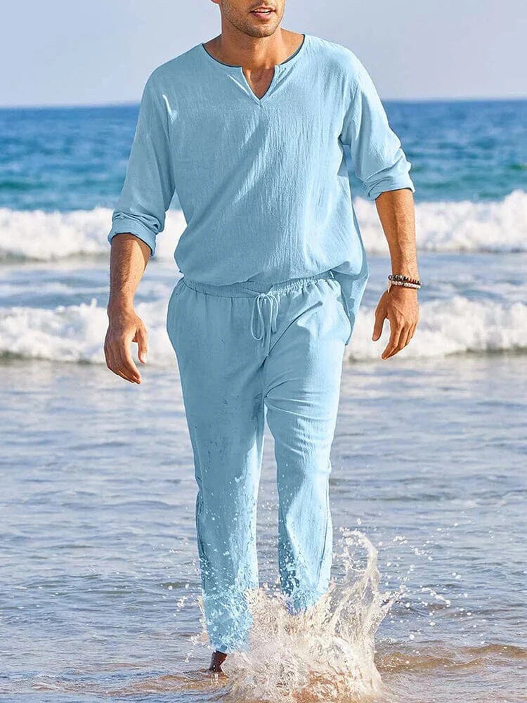 Herrbyxor och Skjorta Set Bekväm Stil 6