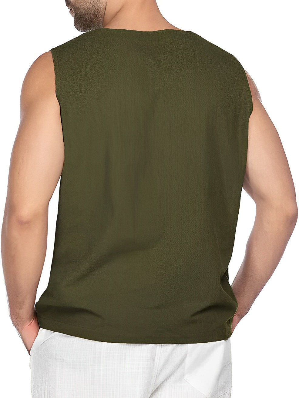 Herren Tanktop Kort Ärmar Andningsbart Tyg Bomull 2