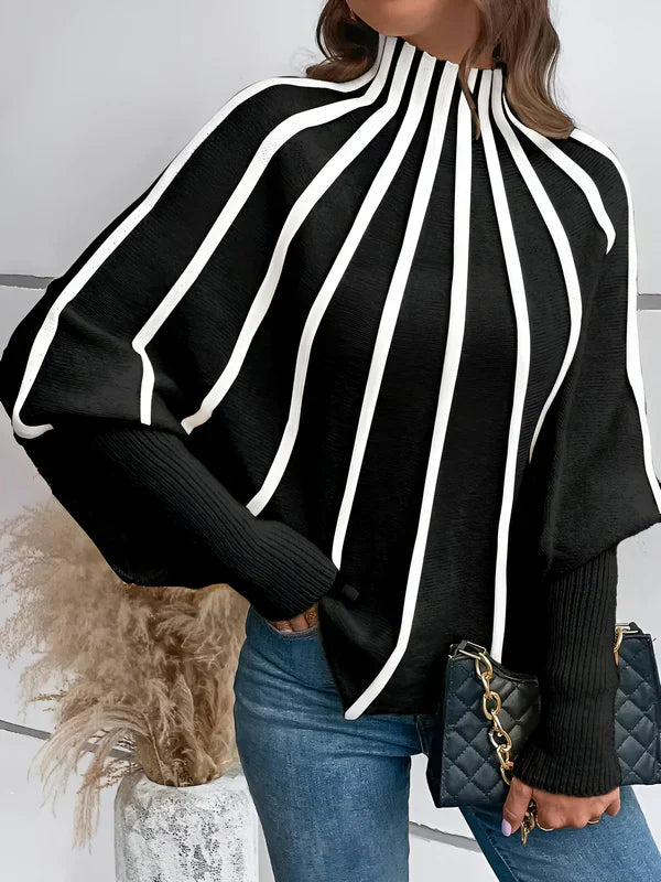 Dam Tröja Randig Mjuk Bomull Komfortabel Design-5