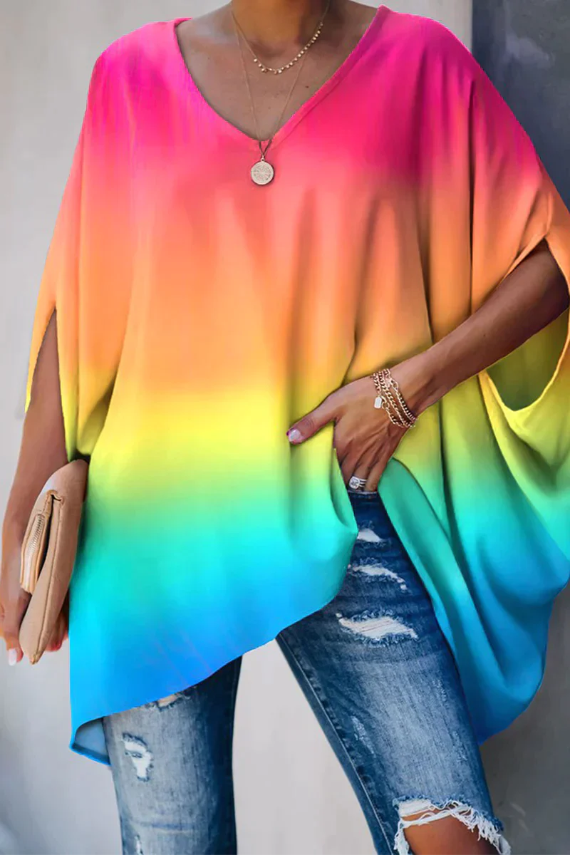 Dam Blus Bred Elegant Lätt Material-1