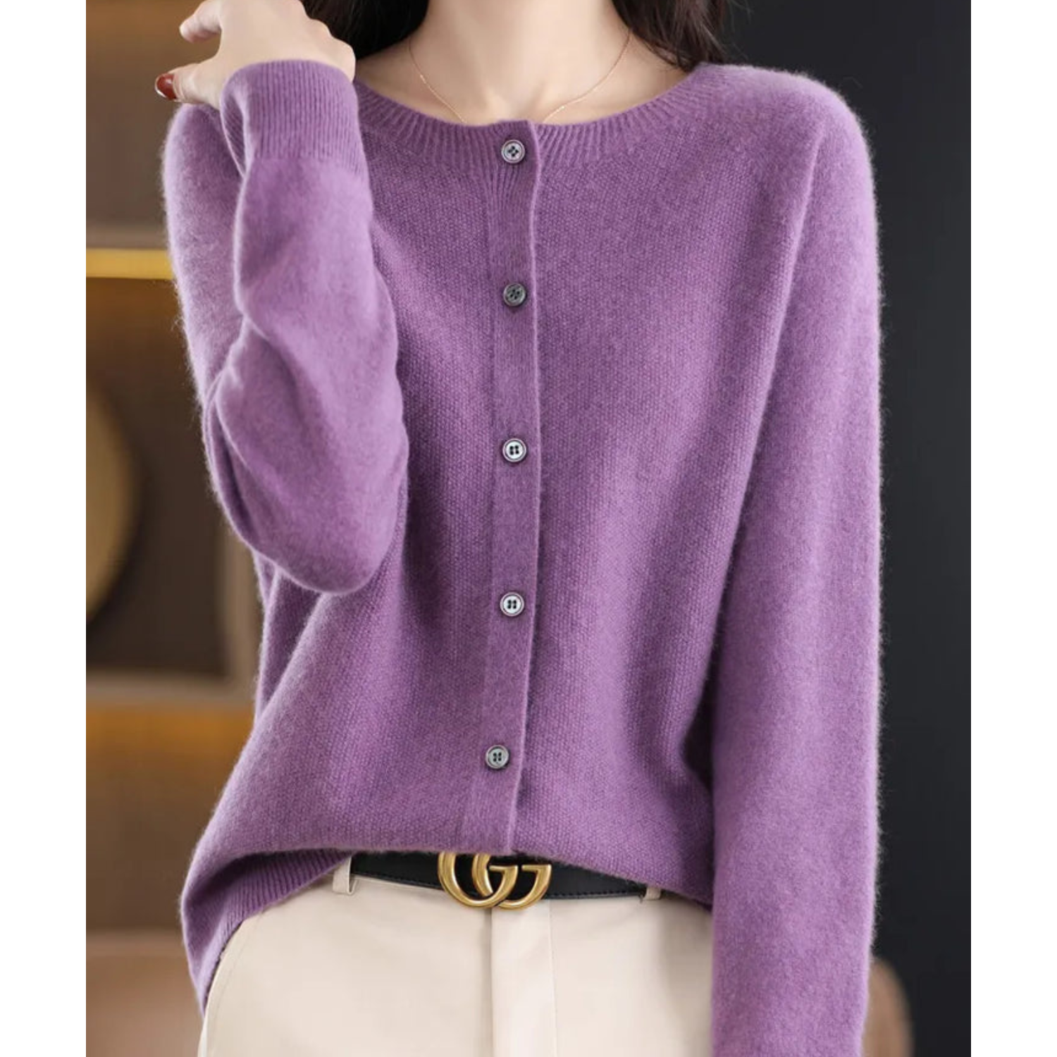 Variant image for Dam O-hals Cardigan i 100% Ull-19