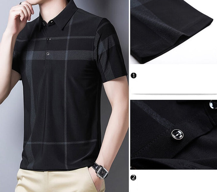 Slim-Fit Plaid Polo för män