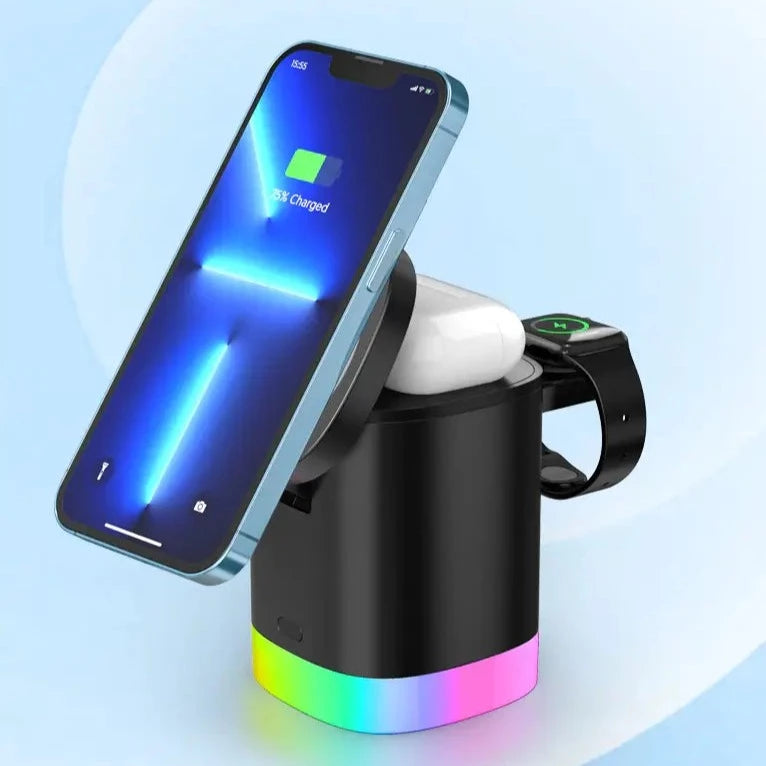 3-i-1 LED trådlös stativladdare