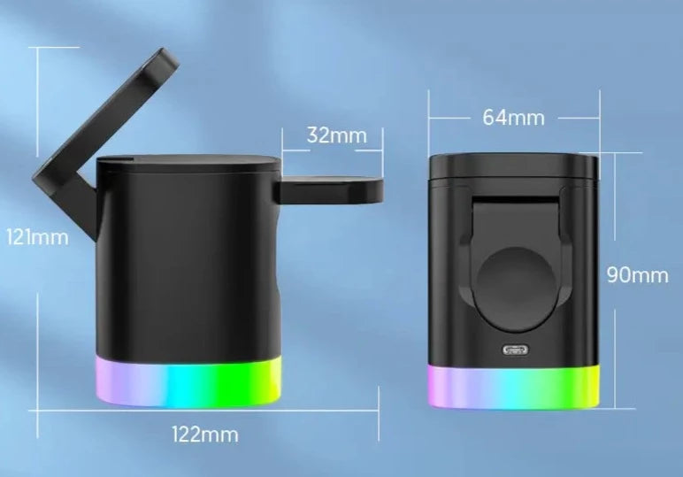 3-i-1 LED trådlös stativladdare