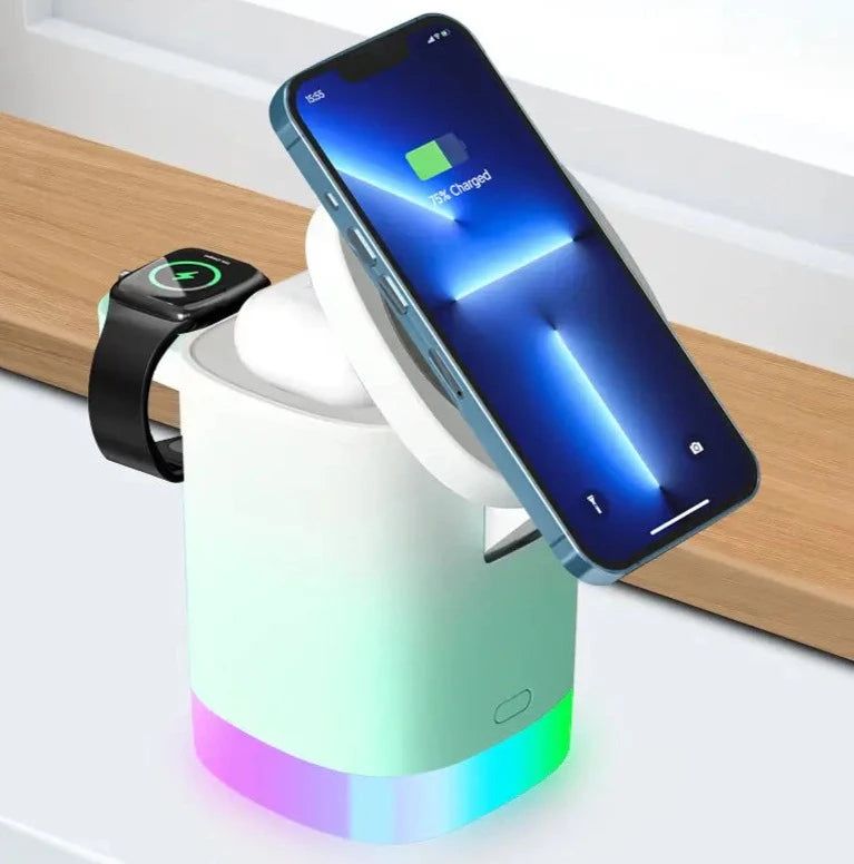 3-i-1 LED trådlös stativladdare