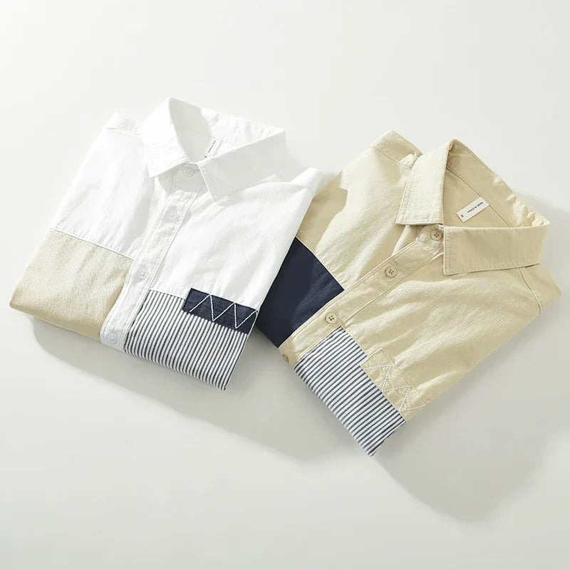 Herrskjorta Patchwork Avslappnad Bomull 6