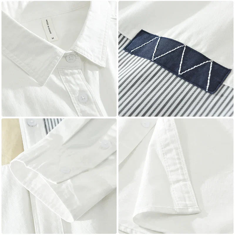 Herrskjorta Patchwork Avslappnad Bomull 5