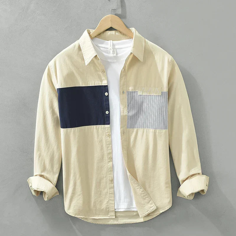 Herrskjorta Patchwork Avslappnad Bomull 1