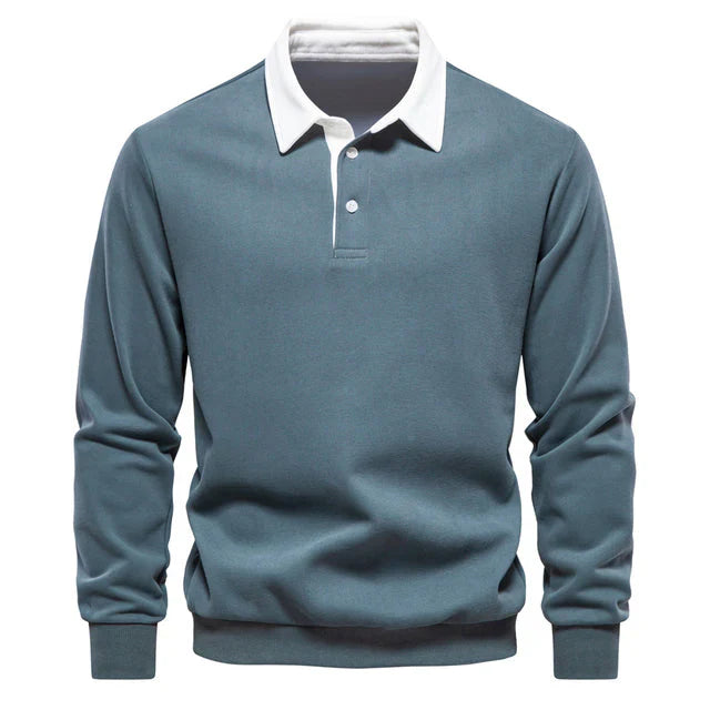 Variant image for Mäns Långärmad Poloshirt Klassisk Krage Bomull-22