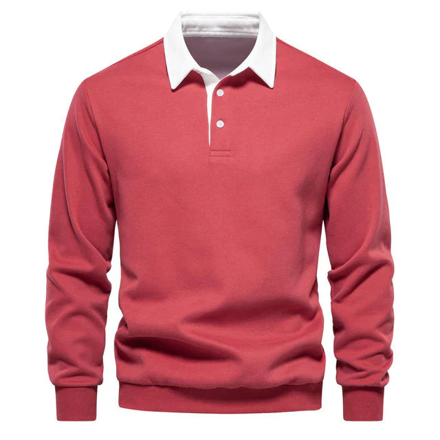Variant image for Mäns Långärmad Poloshirt Klassisk Krage Bomull-36