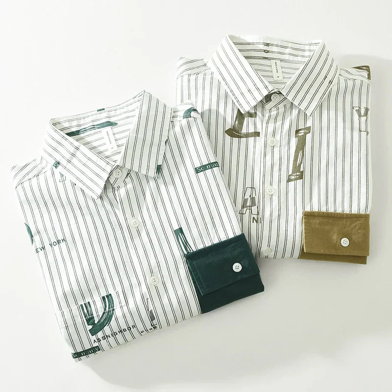 Herrskjorta Randig Casual 100% Bomull 6