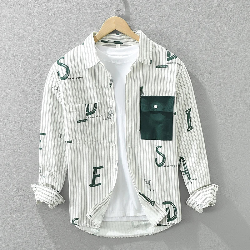 Herrskjorta Randig Casual 100% Bomull 1