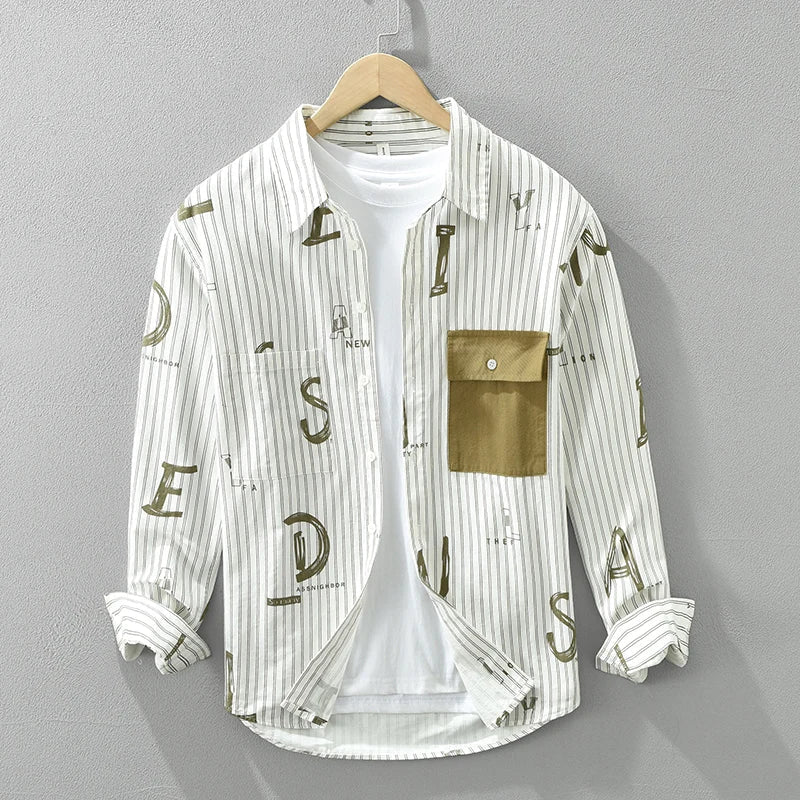 Herrskjorta Randig Casual 100% Bomull 3