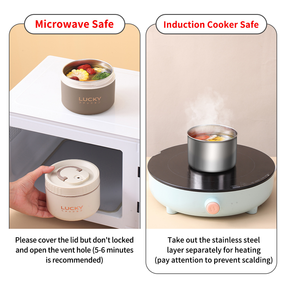 Isolerad Lunchlåda Flera Fack BPA-fri Plast Rostfritt Stål-5