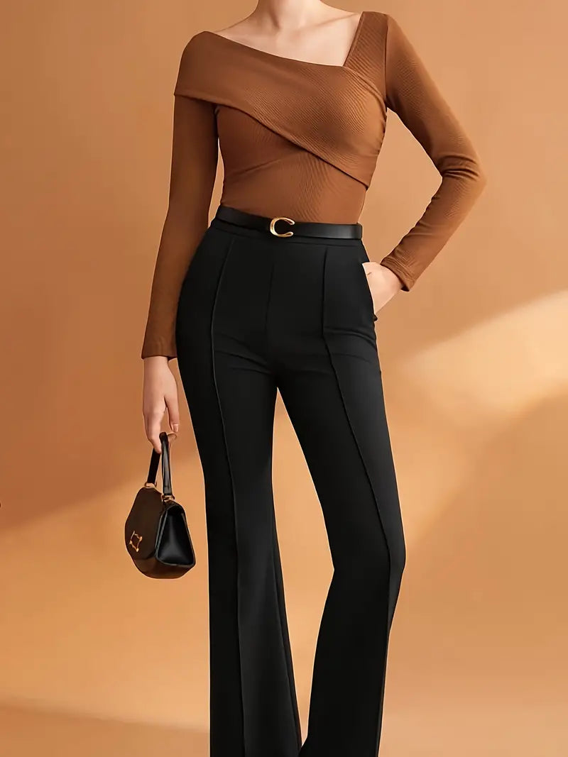 Dam Festtoppar Asymmetrisk Halsringning Polyester Trendig Design-5