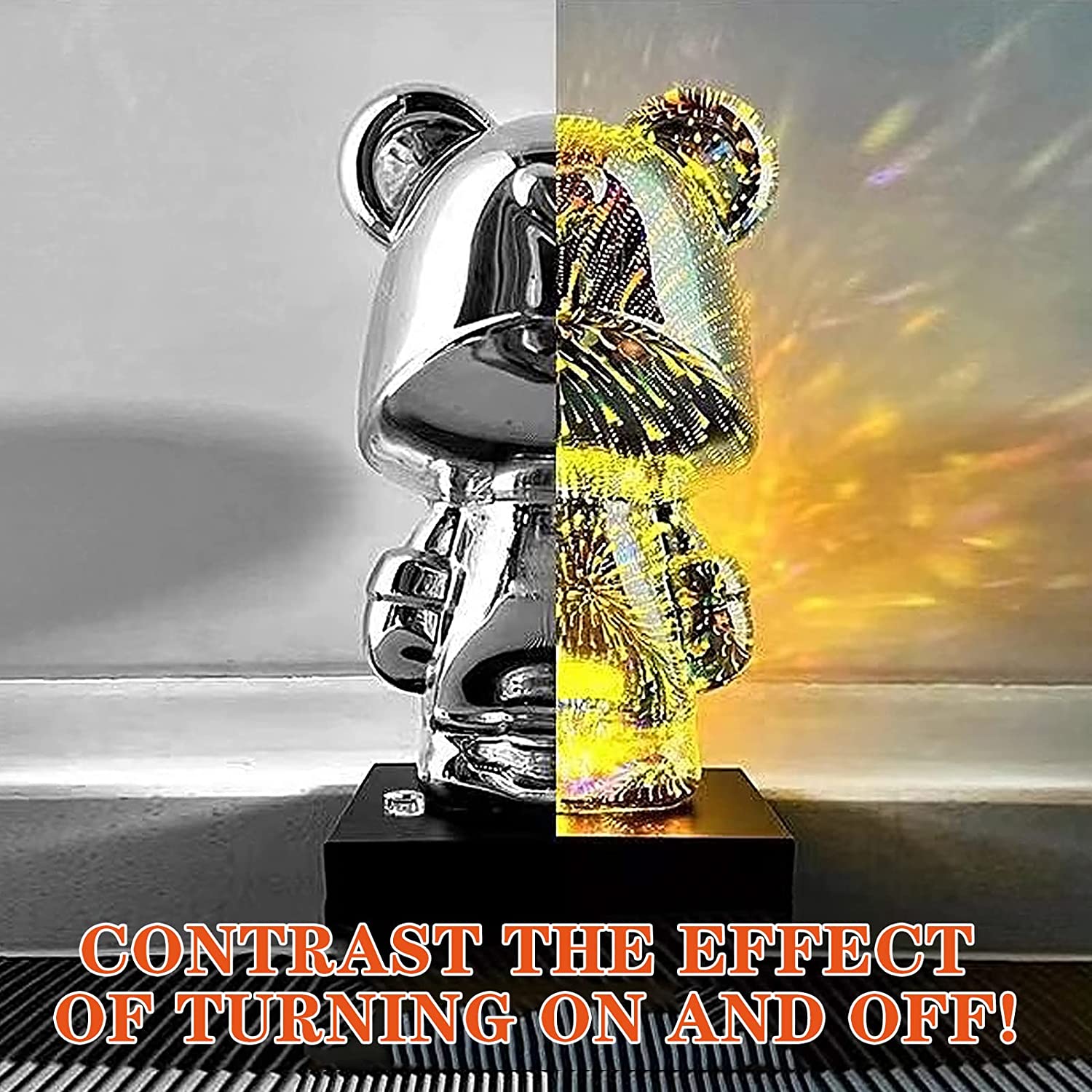 Nattlampa Barn Nallebjörn 3D Fyrverkerieffekt Mjuk Plast LED-4