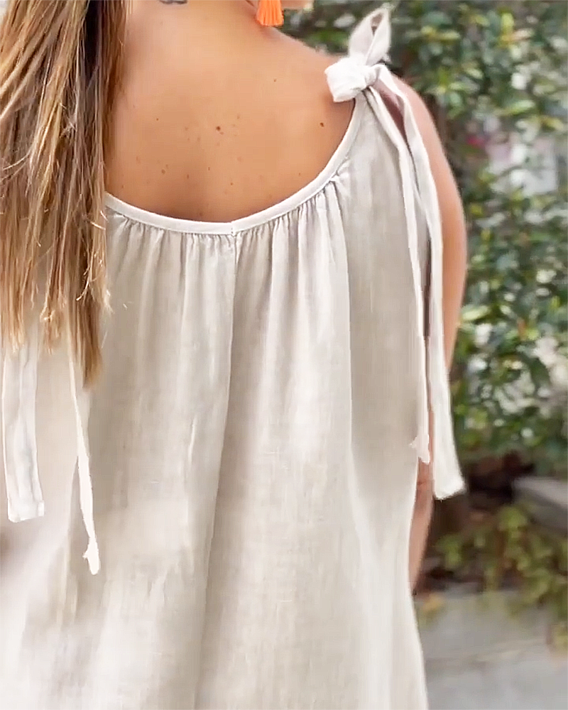 Dam Jumpsuit Ärmlös V-Hals Polyester Chic Komfort-4