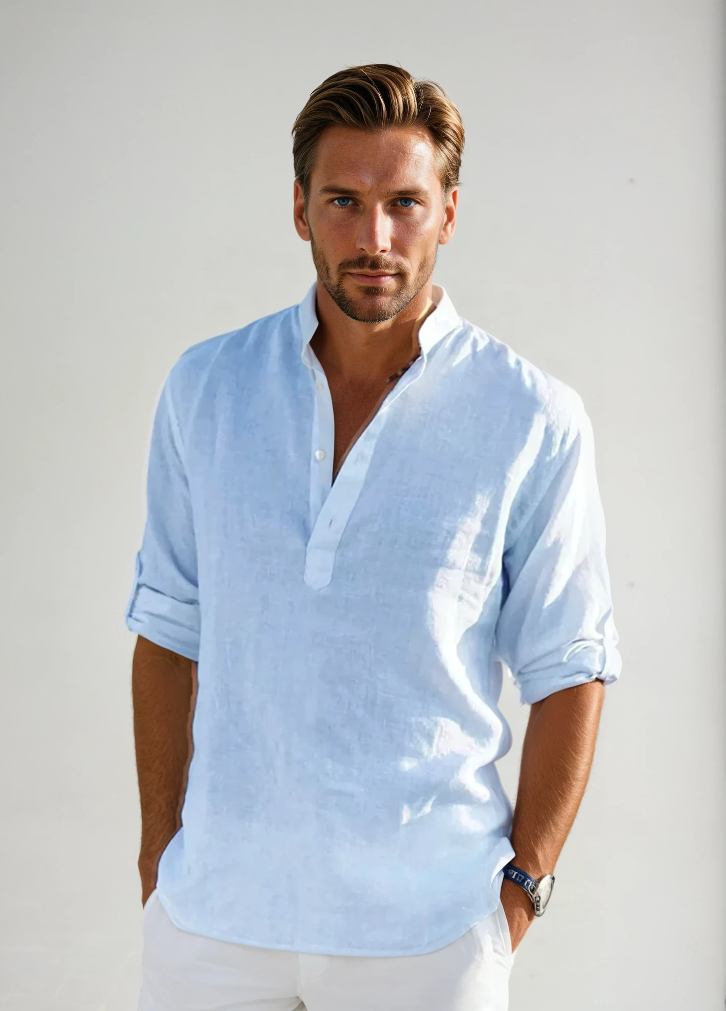 Mäns Skjorta Tidlös Stil Somrig Andningsbar