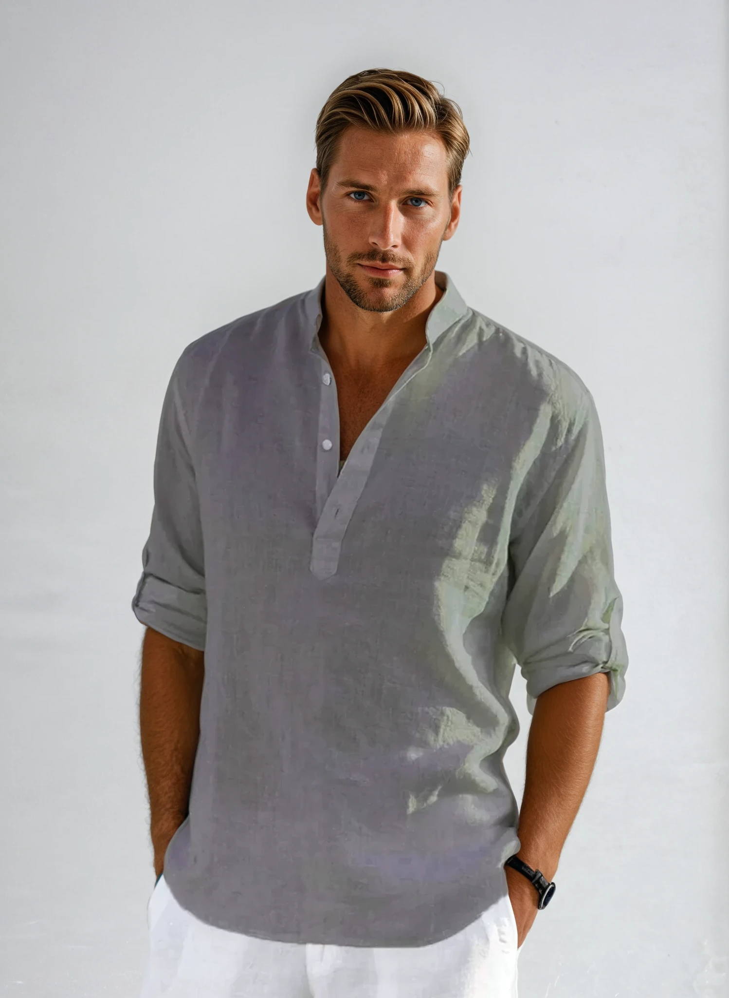 Mäns Skjorta Tidlös Stil Somrig Andningsbar