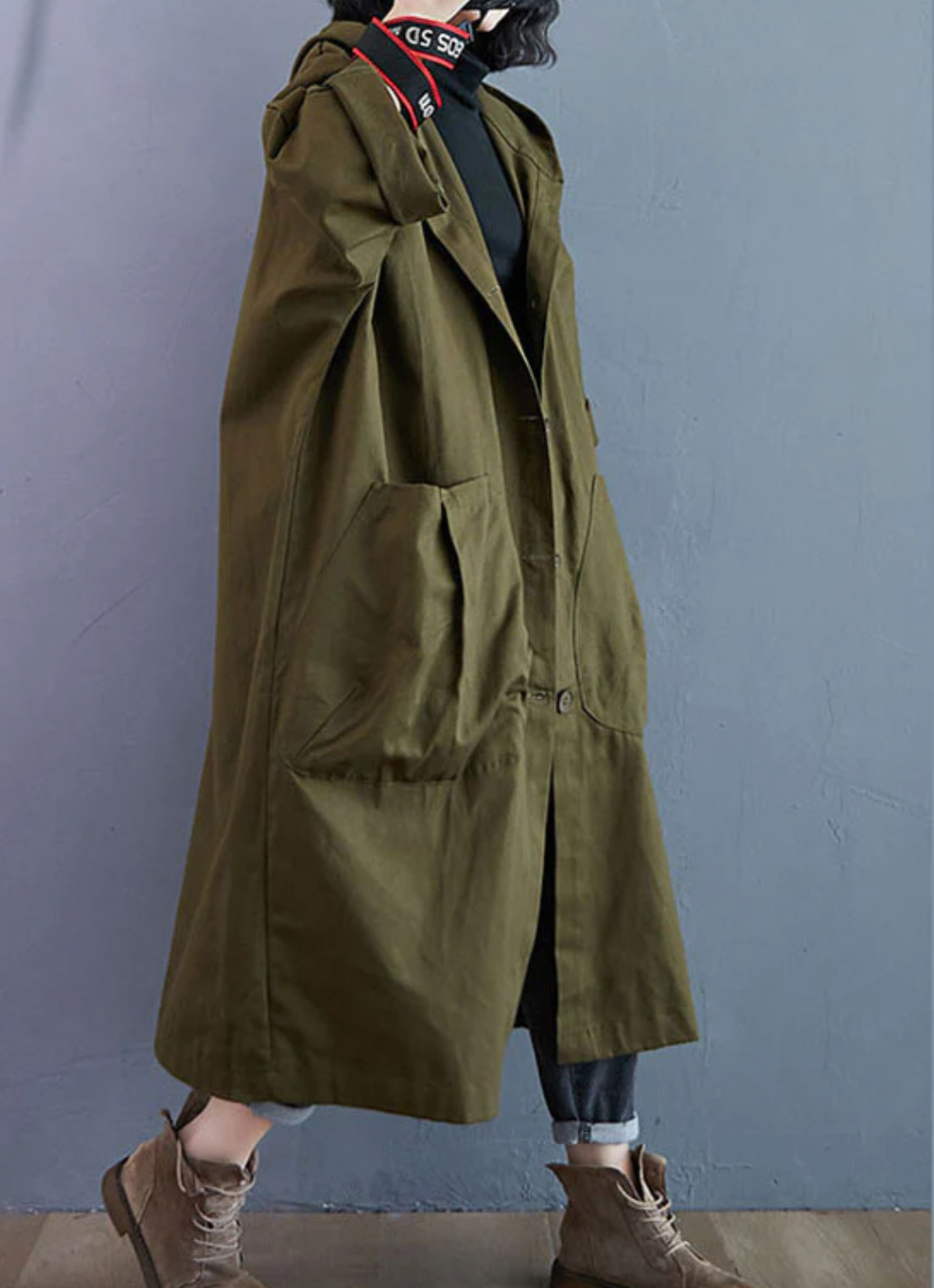 Damjacka Lång Trendig Varm Polyester för Höst och Vinter-3