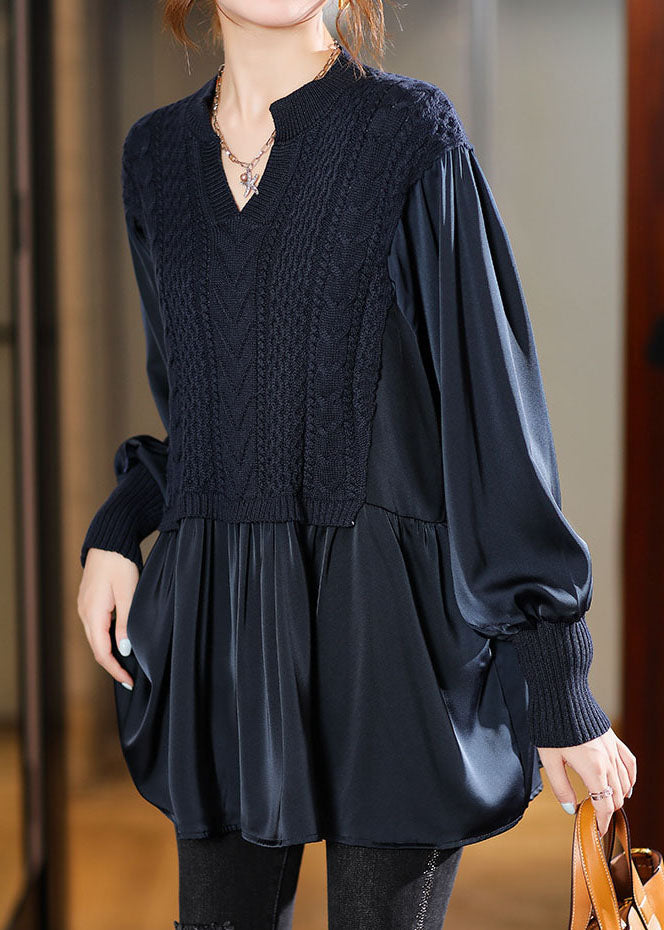 Blusar Dam Puffärmar Stickad Polyester för Vinterstyling 2