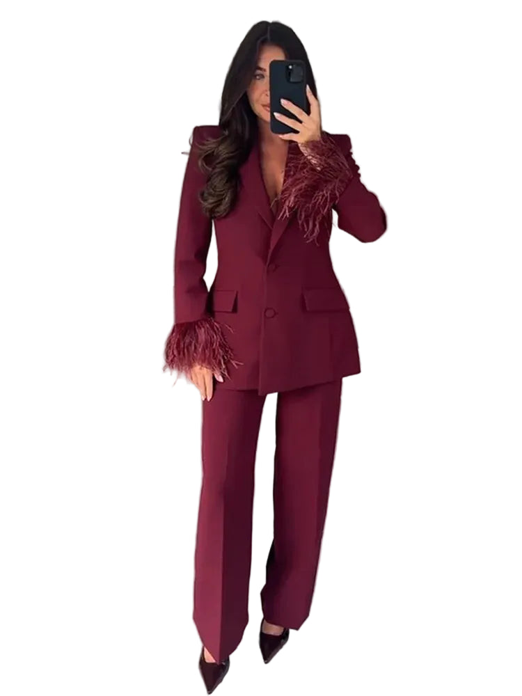 Dam Blazer Set med Breda Ben 0