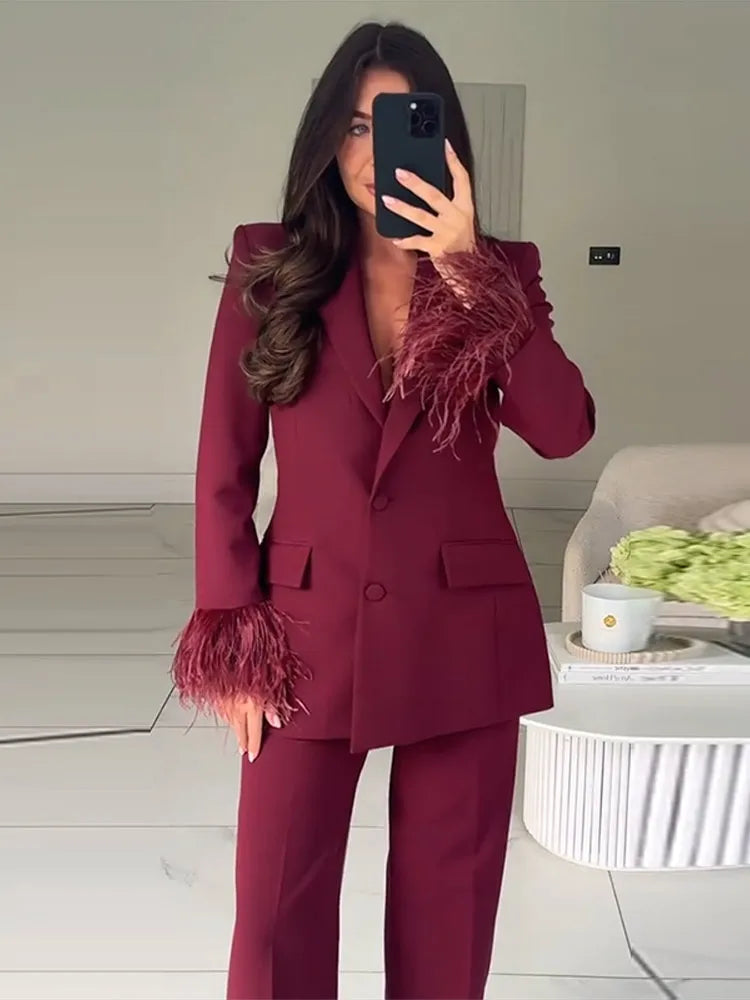 Dam Blazer Set med Breda Ben 1