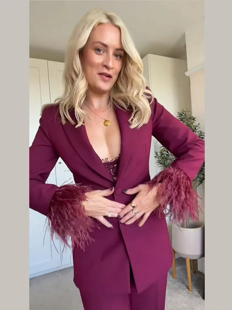 Dam Blazer Set med Breda Ben 4