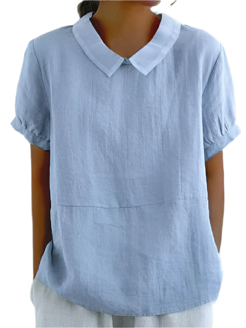 Dam Blus Kortärmad Linne Bubikrag 0