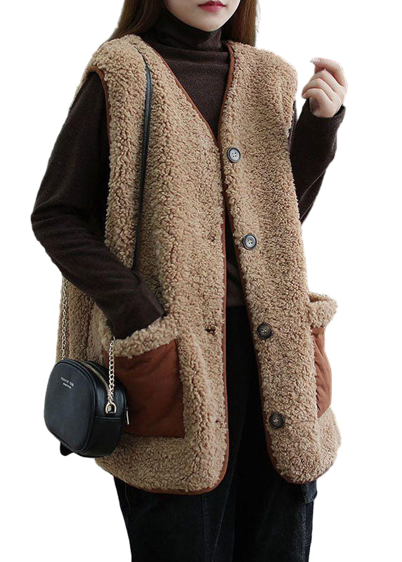 Dam Blus Västar med Knappfickor i Khaki 0