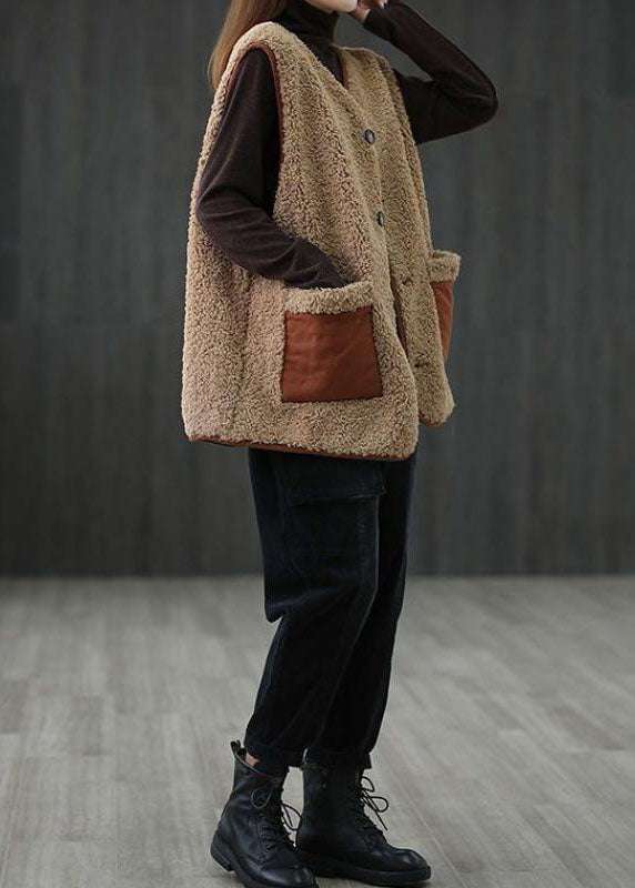 Dam Blus Västar med Knappfickor i Khaki 4