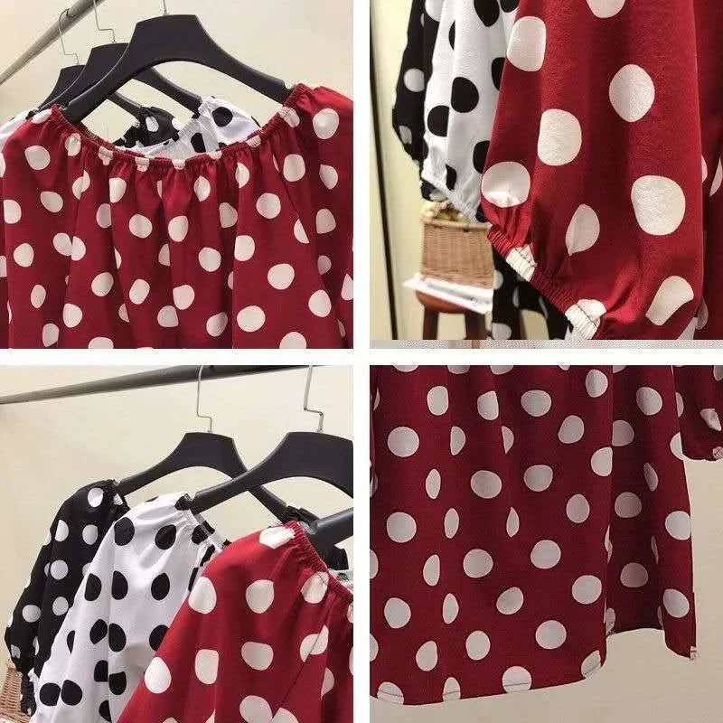 Dam Blus med Polka Dot Mönster 4