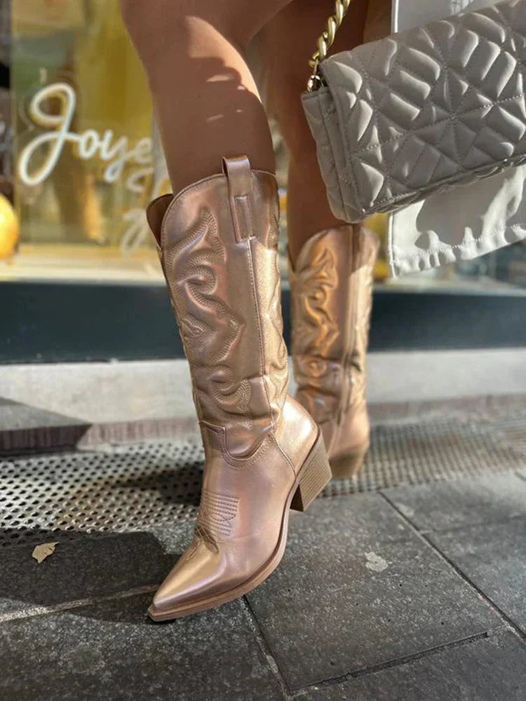 Dam Cowboystövlar i Metallic Stil 4