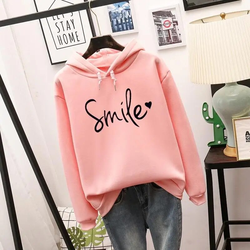 Dam Hoodie med Smile-Love Design 1