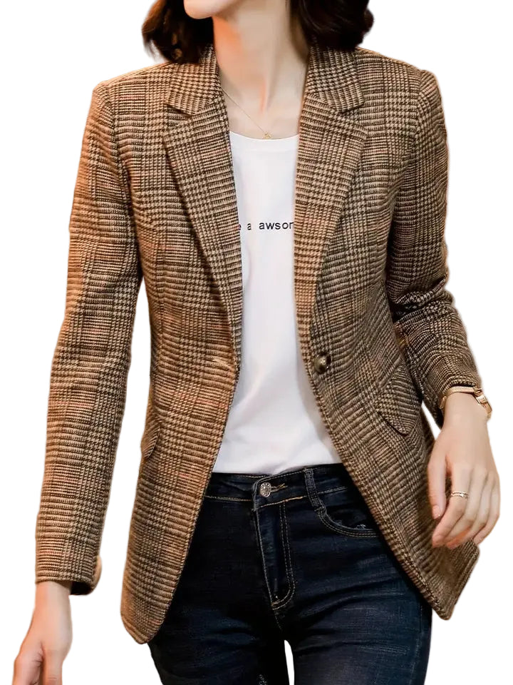 Dam Kavaj Rutigt Mönster Med En Knapp 0