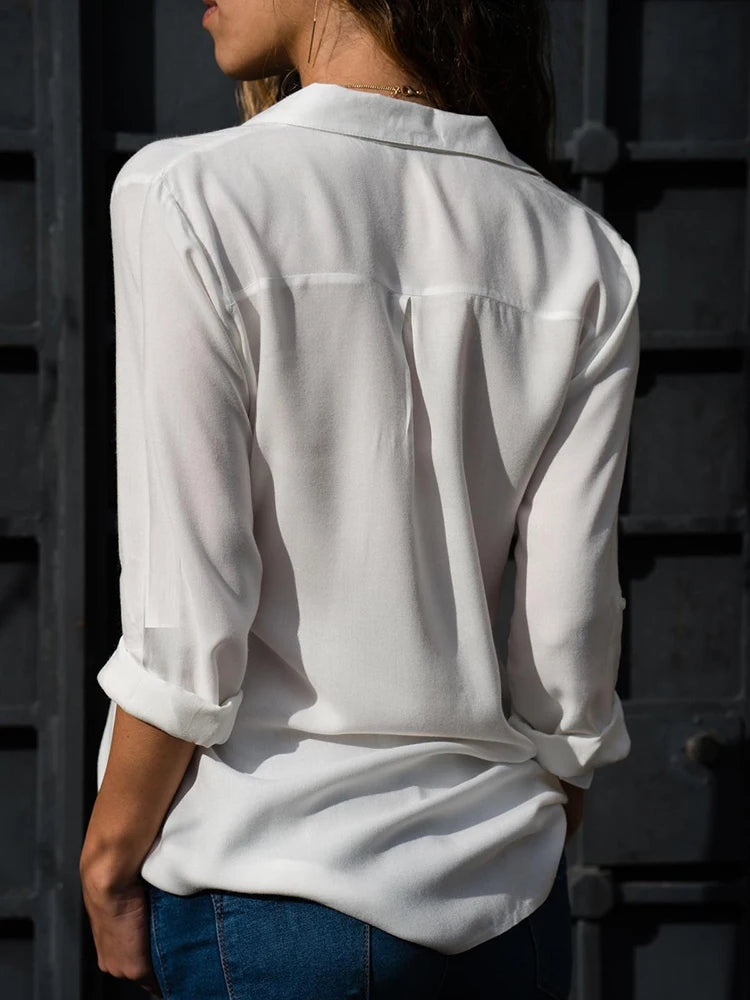 Dam Långärmad Blus Casual med Modern Krage 1