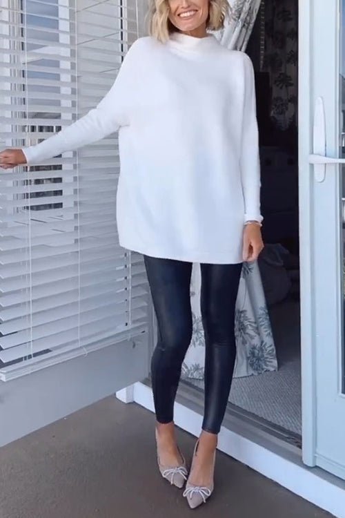 Dam Oversized Tröja med Mockneck och Fallande Axlar 5