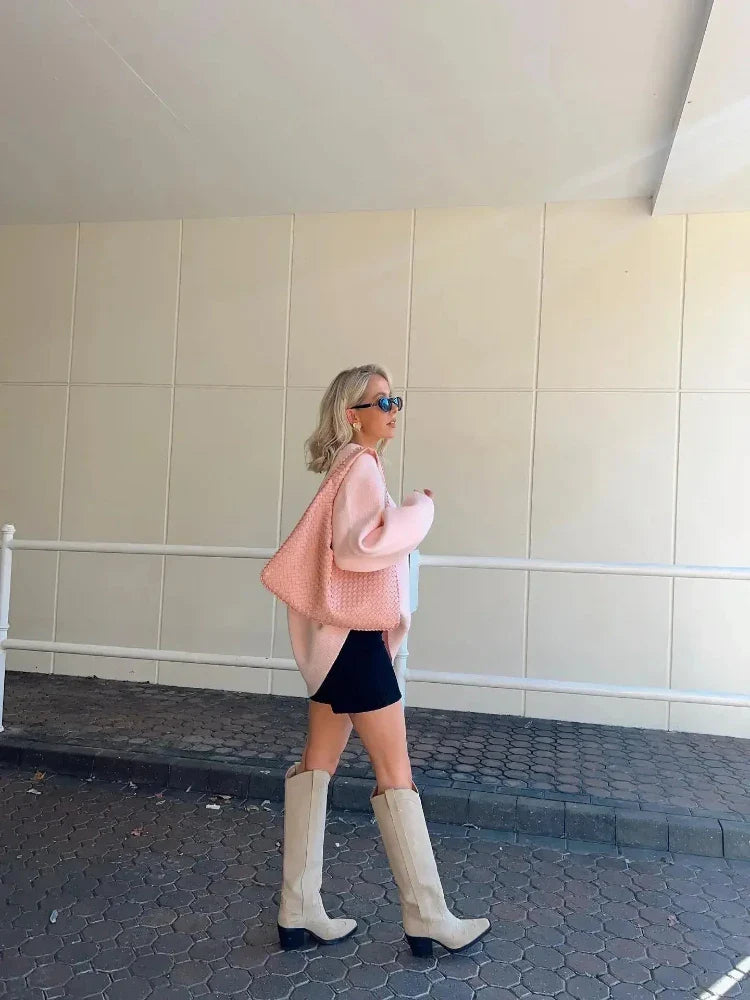 Dam Pullover Ribbstickad Stilren 4