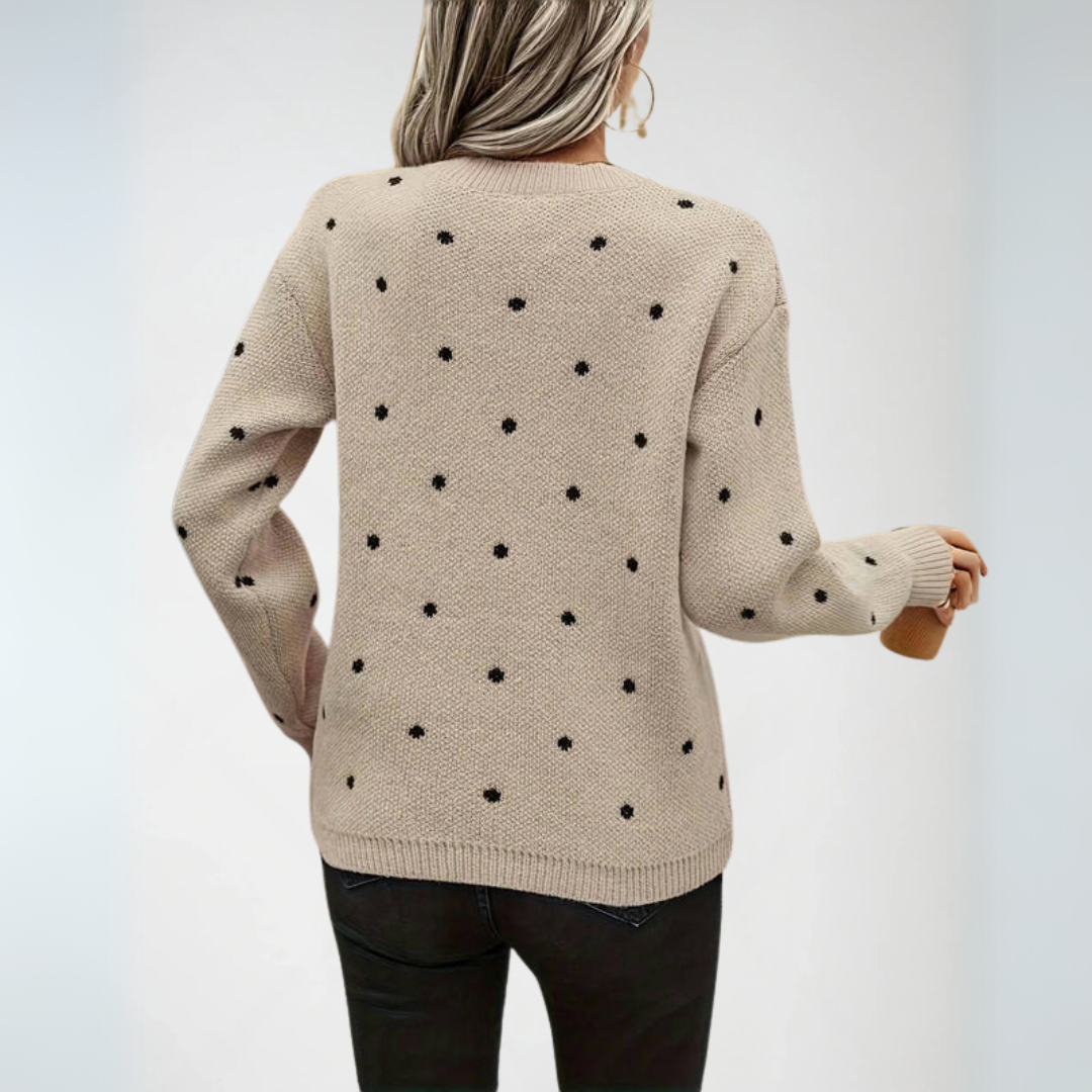 Dam Pullover med Polka Dots i Mjuk Stickad Material 1