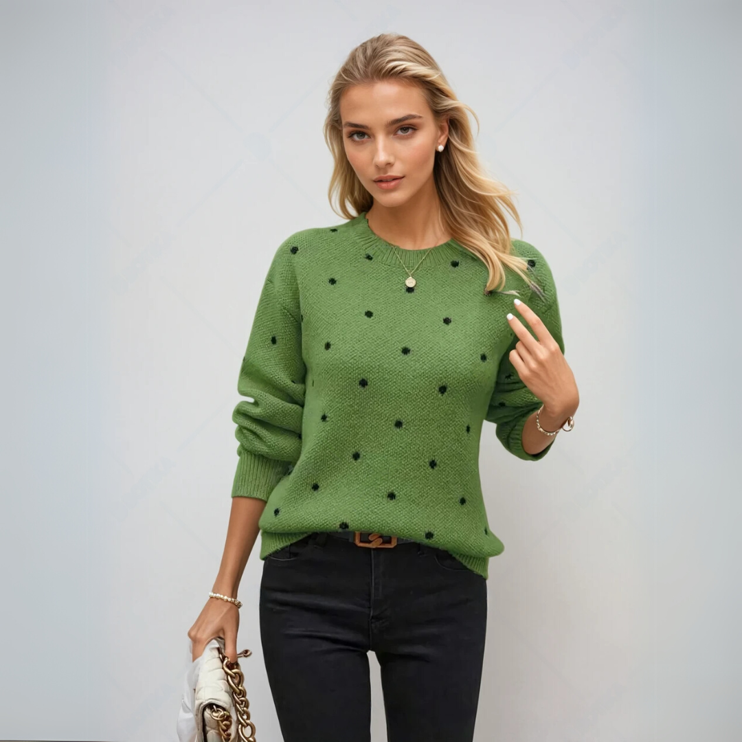 Dam Pullover med Polka Dots i Mjuk Stickad Material 4