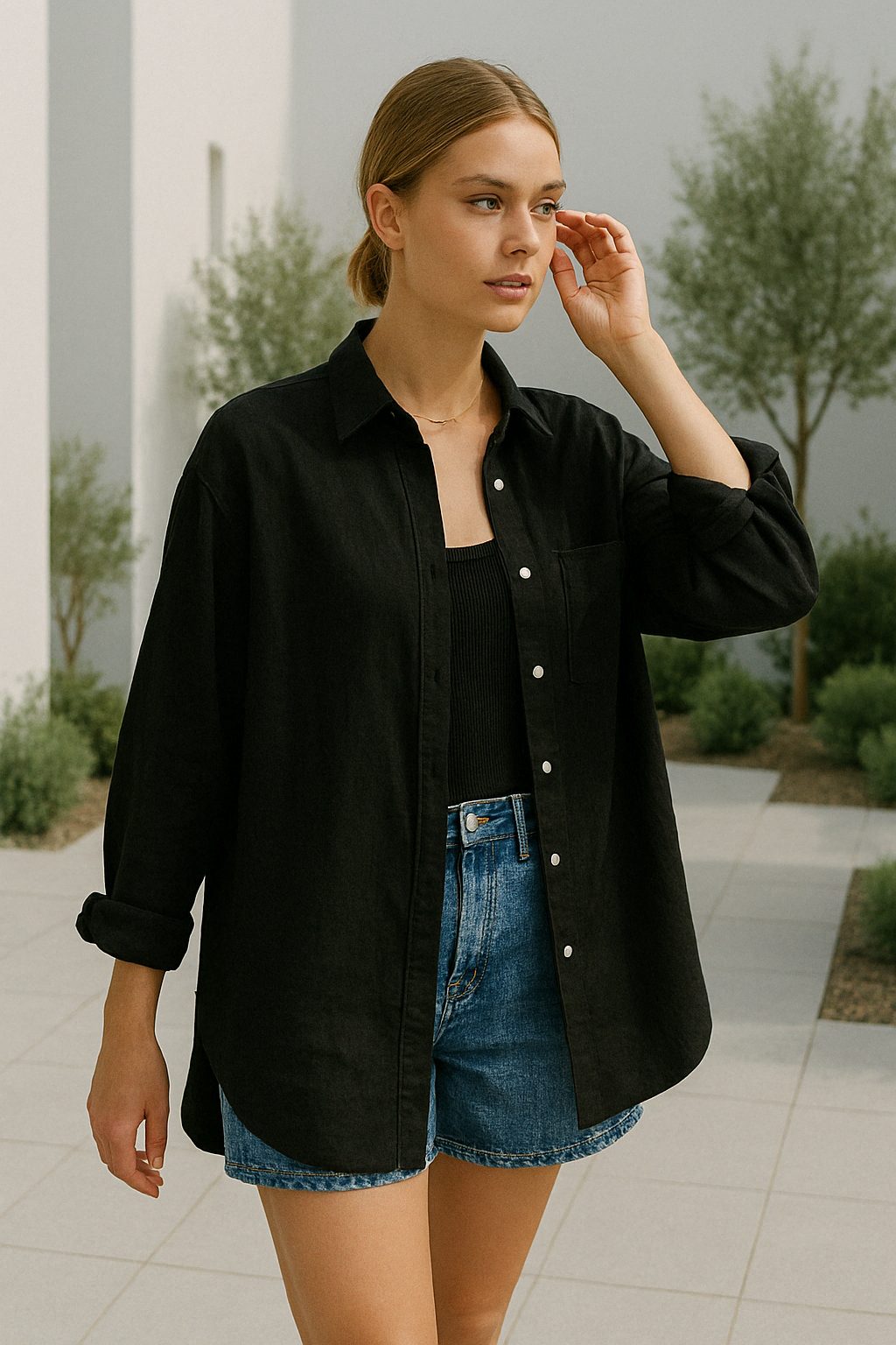 Dam T-shirt Alziend Öga Casual Stil Mjuk Material 1