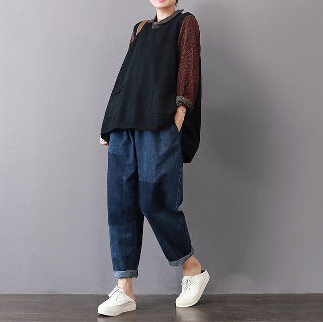 Dam Tröja Med Stora Fickor Avslappnad Passform 3