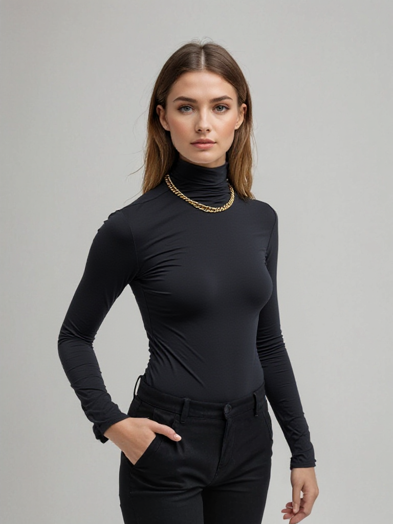 Dam Tröja Turtleneck Tunn Mjuk Material 1