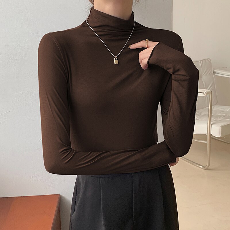 Dam Tröja Turtleneck Tunn Mjuk Material 3