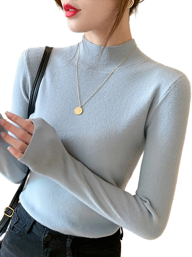 Dam Turtleneck Tröja Stickad Långärmad 10