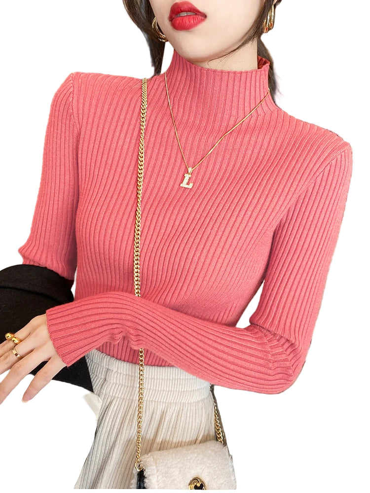 Dam Turtleneck Tröja Stickad Långärmad Casual 8