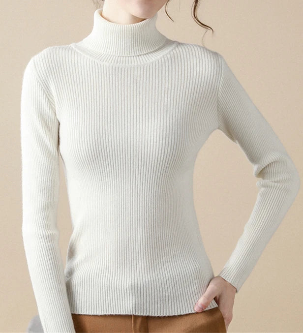 Dam Turtleneck Tröja Stickad Mjuk Pullover Cashmere 11